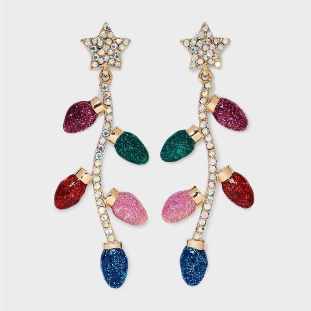 SUGARFIX BaubleBar Let's Get Lit Vintage String Lights Drop Earrings Christmas - Picture 3 of 6